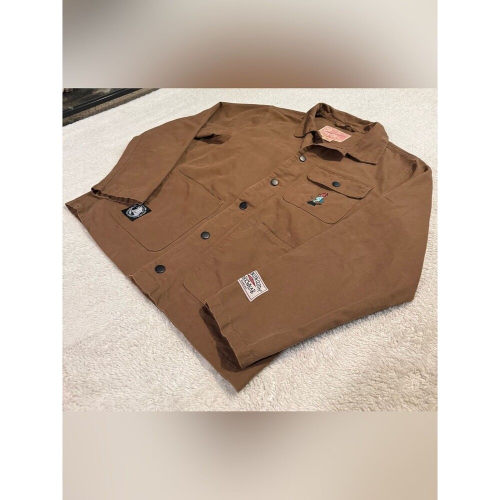 Brooklyn Cloth Jacket Mens M Brown Work Canvas Embroidered Patch Gorp Utility - Picture 2 of 13